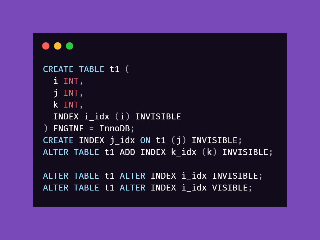 Invisible indexes